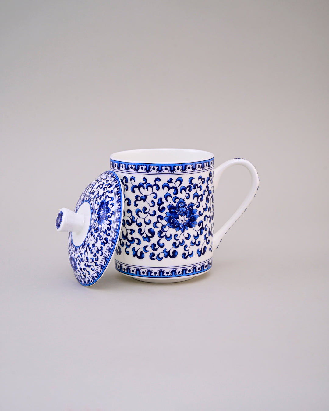 Royal Blue Floral Bone China Mug