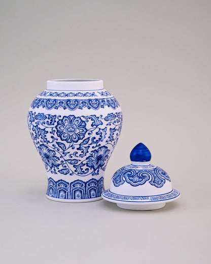 Blue and White Oriental Temple Jar - 24 cm