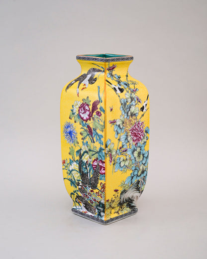 Blossom Cloisonn Enamel Vase - Yellow