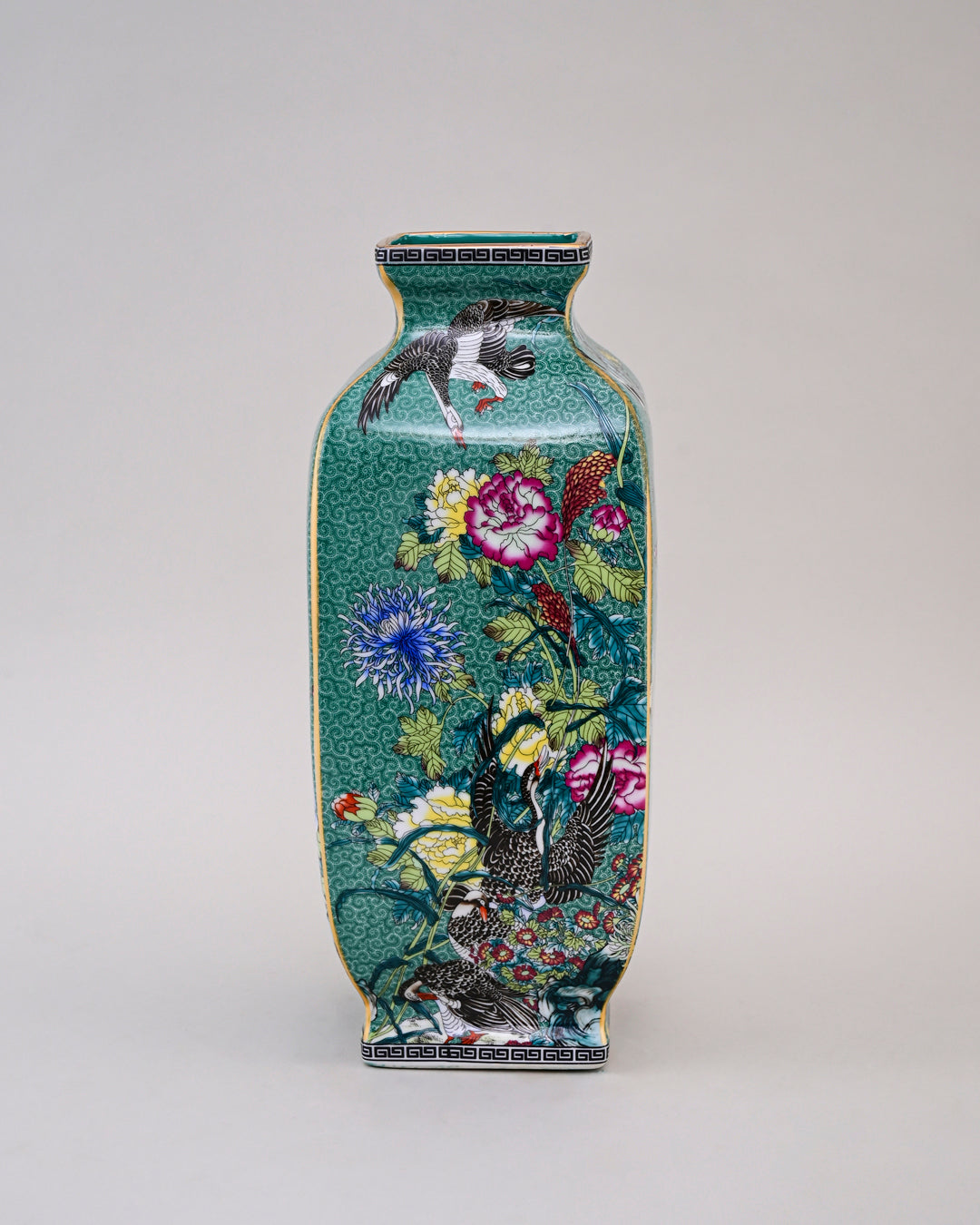 Blossom Cloisonn Enamel Vase - Green