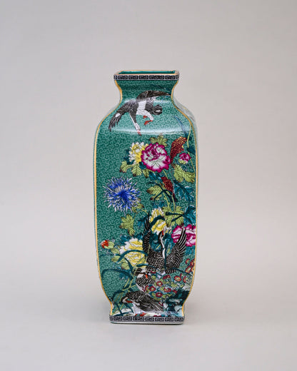 Blossom Cloisonn Enamel Vase - Green
