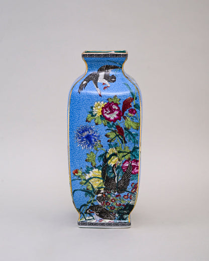 Blossom Cloisonn Enamel Vase - Blue
