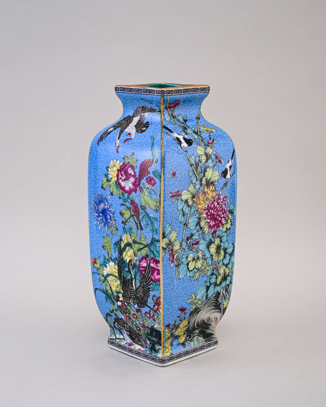 Blossom Cloisonn Enamel Vase - Blue