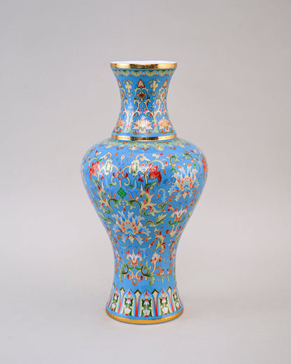 Majestic Enamel Cloisonne Flower Vase - Sky Blue