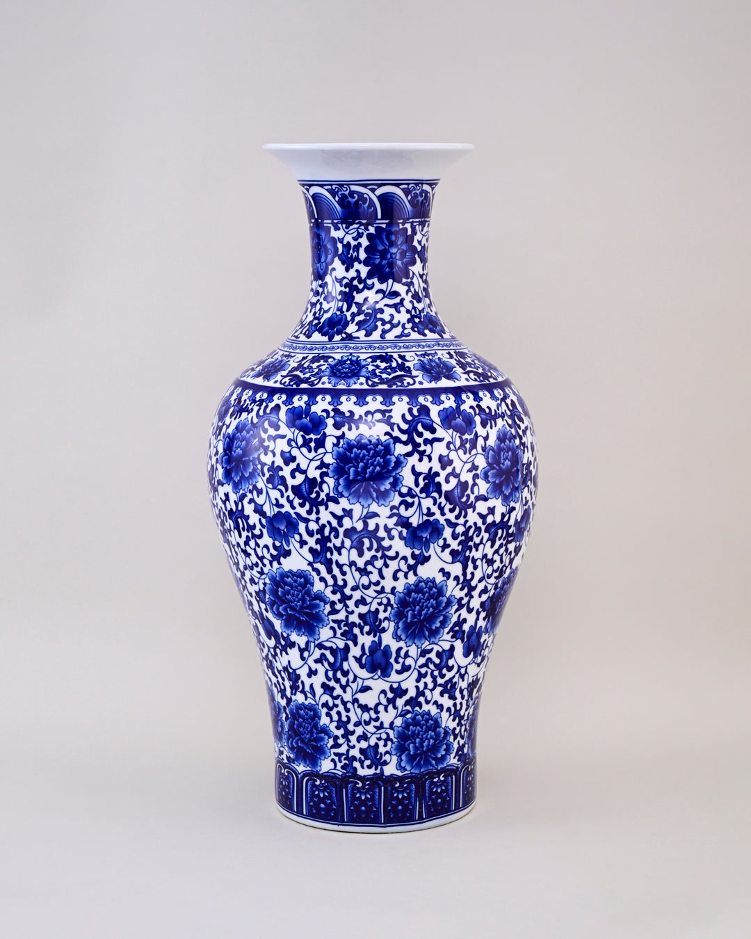 Oriental Indigo Floral Ceramic Vase