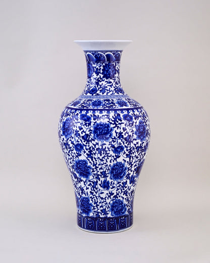 Oriental Indigo Floral Ceramic Vase