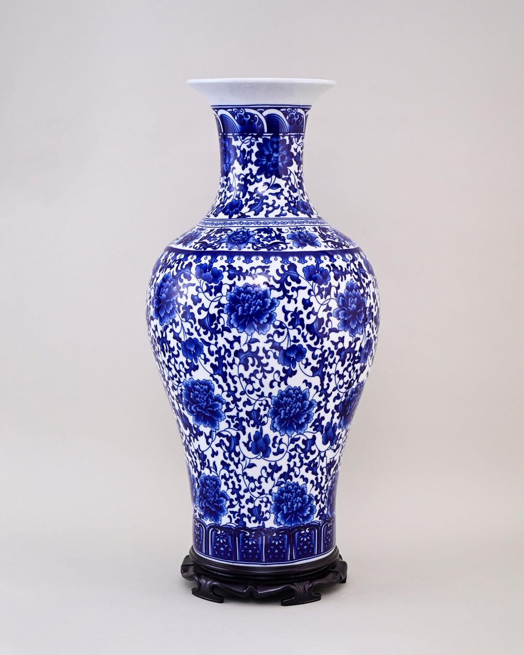 Oriental Indigo Floral Ceramic Vase