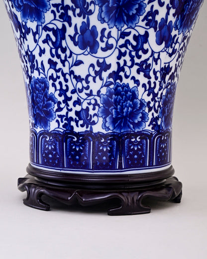Oriental Indigo Floral Ceramic Vase