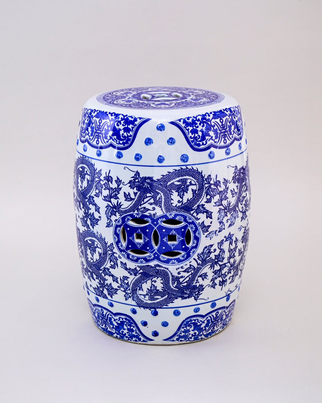 Blue Dragon Motif Garden Stool