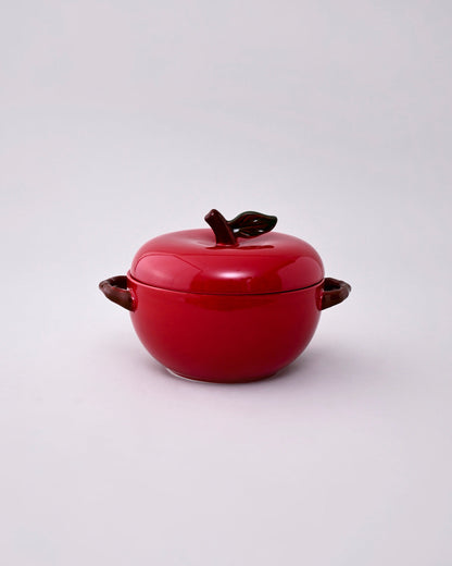 Red Apple Ceramic Casserole With Lid - 3 Ltr