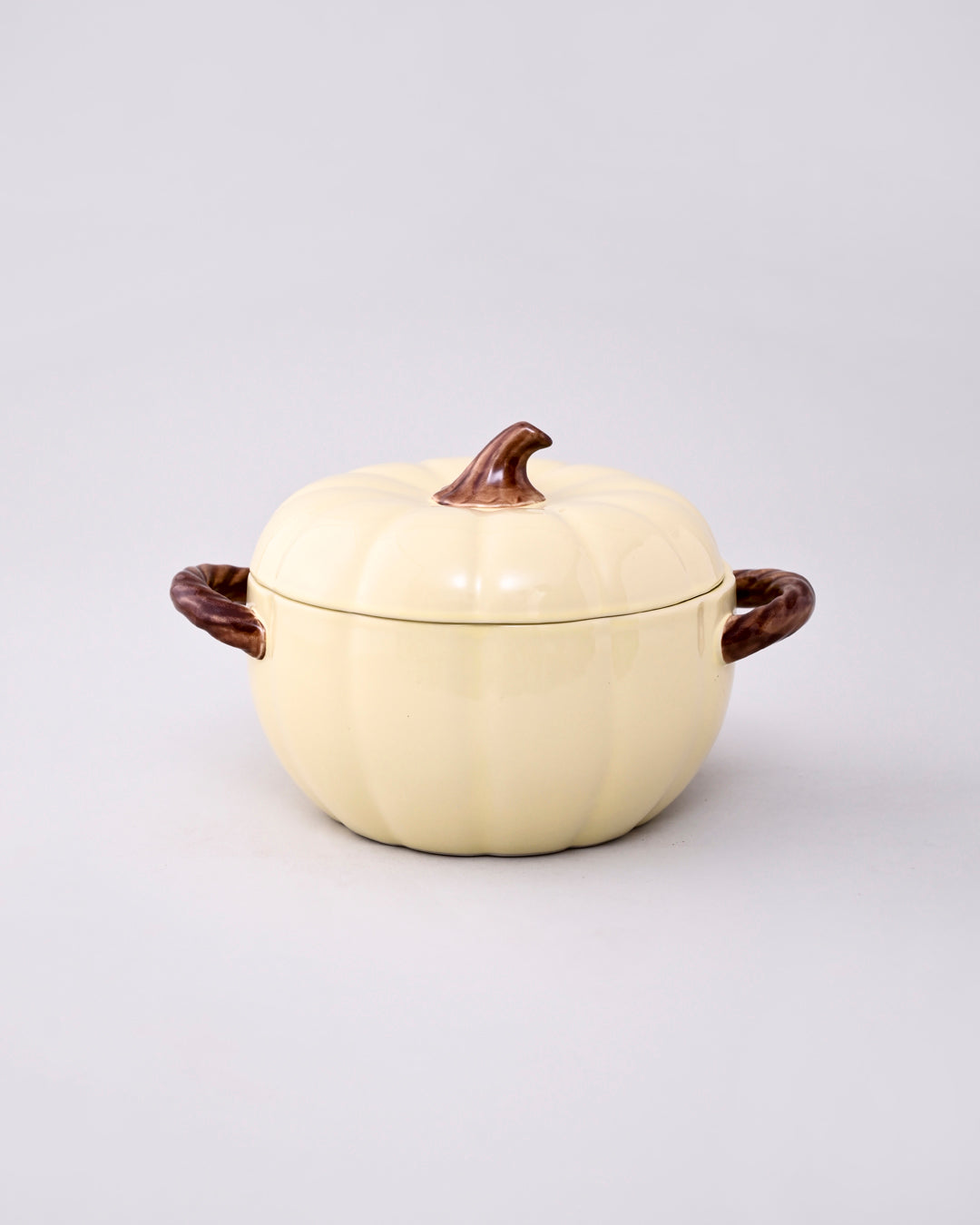 Pumpkin Ceramic Casserole with Lid - Cream 3 Ltr