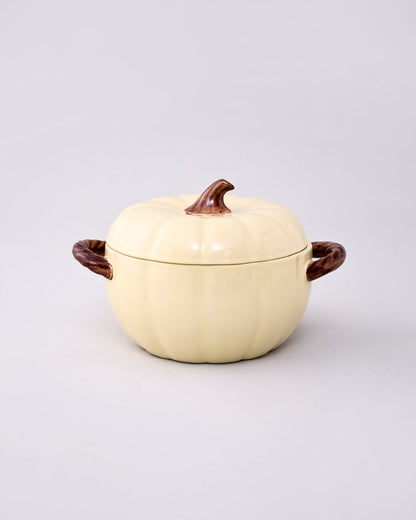 Pumpkin Ceramic Casserole with Lid - Cream 3 Ltr
