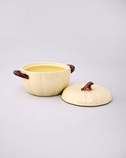 Pumpkin Ceramic Casserole with Lid - Cream 3 Ltr