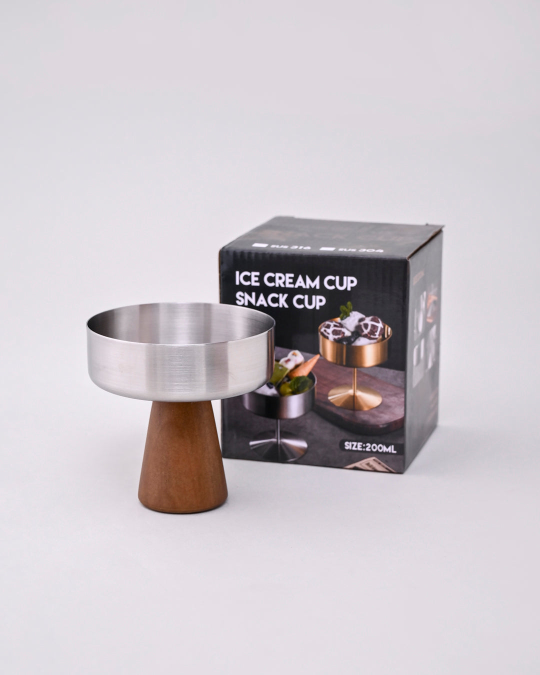 Cylindro Pedestal Dessert Bowl - Silver