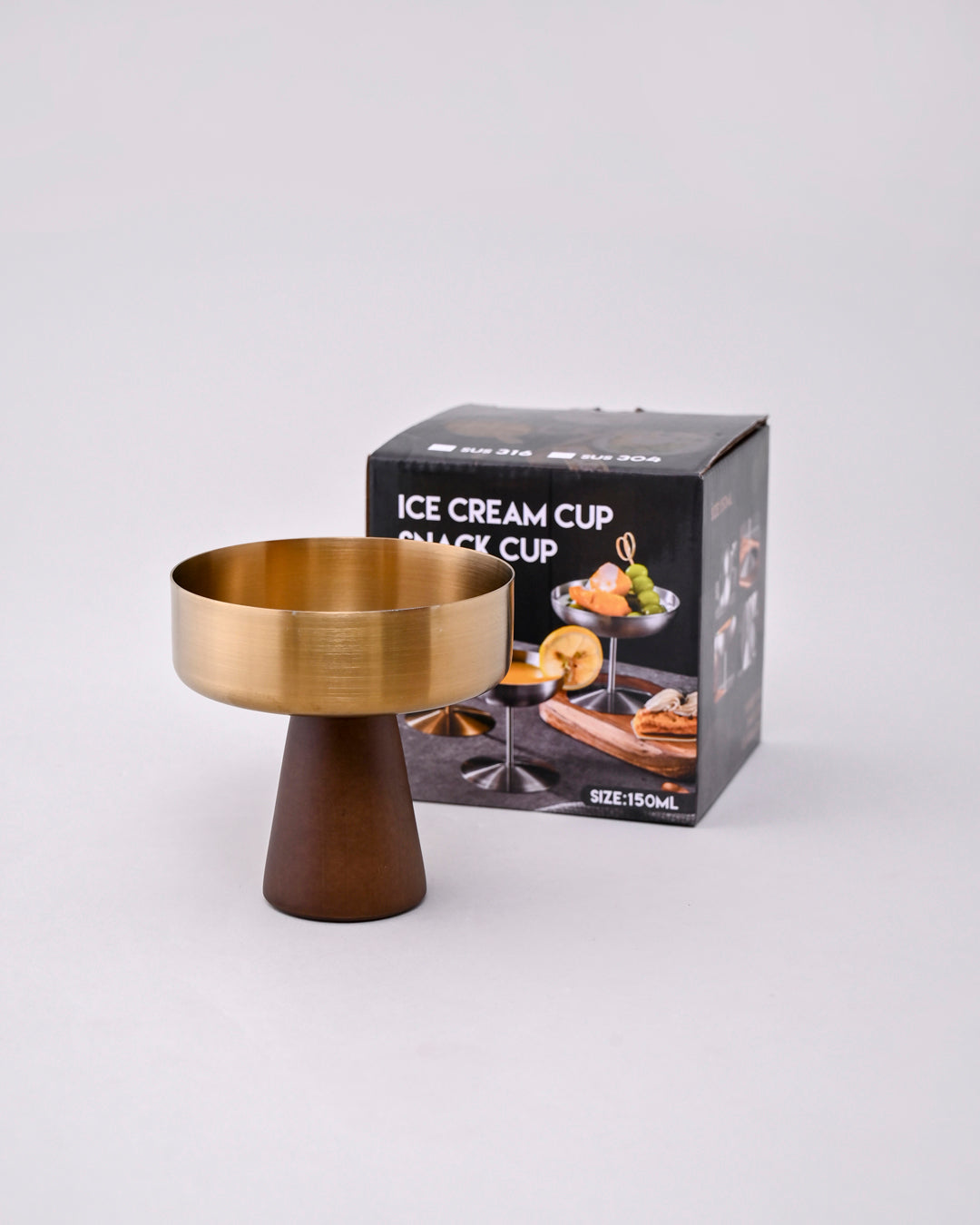 Cylindro Pedestal Dessert Bowl - Gold