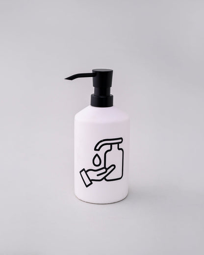 Modern Clean Soap Dispenser with Brush Holder - White