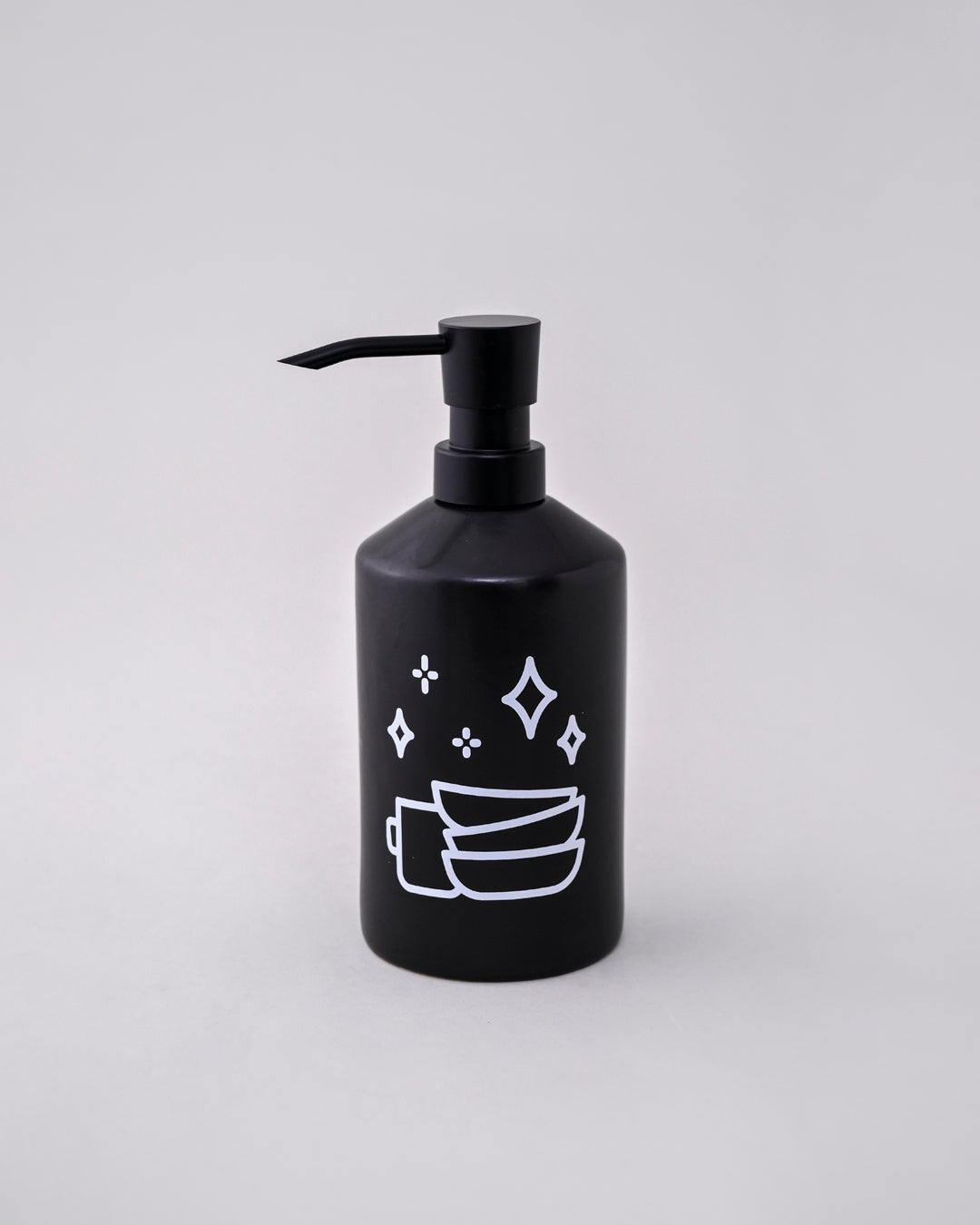 Modern Clean Soap Dispenser with Brush Holder - Black