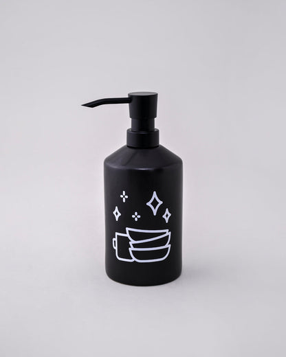 Modern Clean Soap Dispenser with Brush Holder - Black