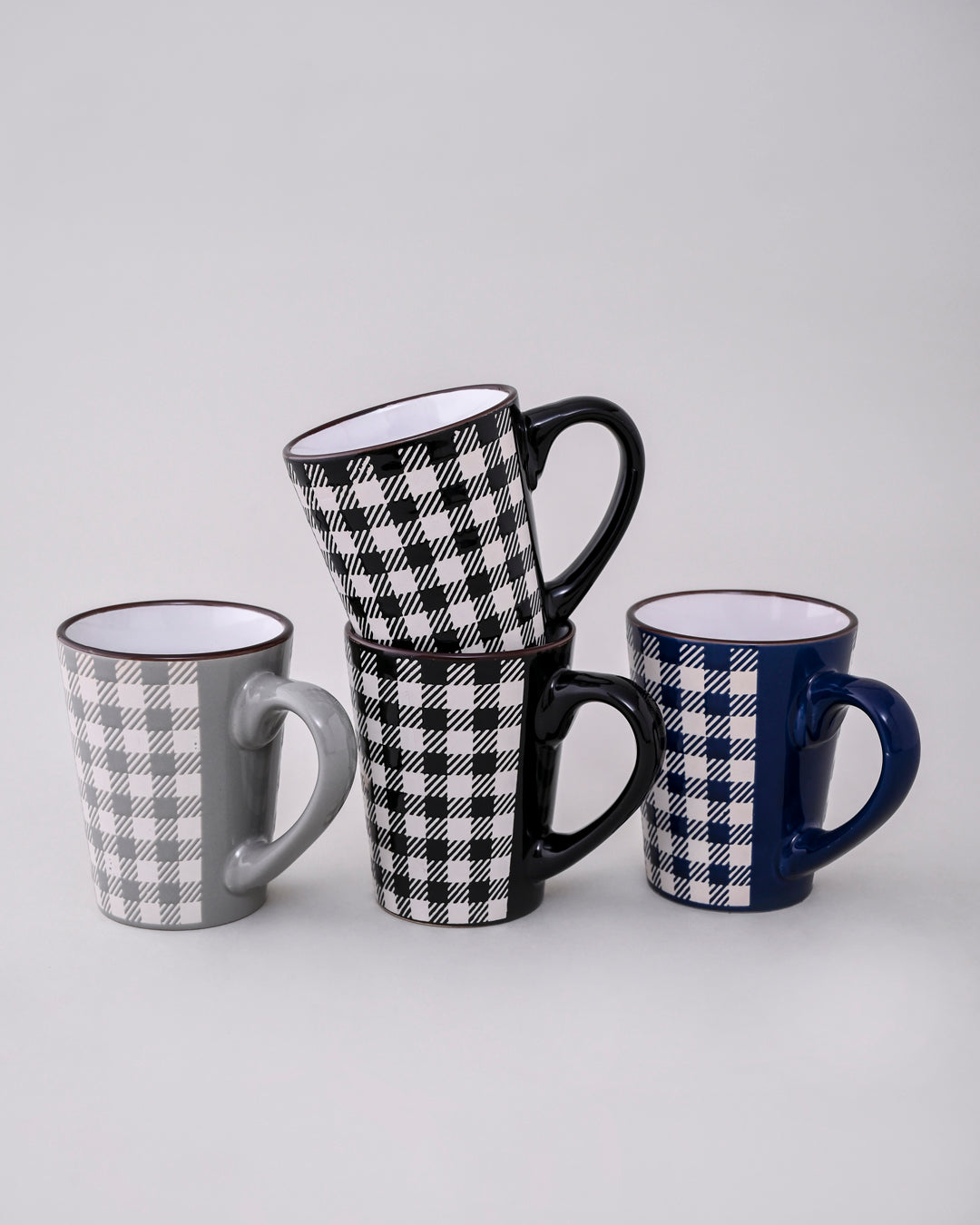 Plaid Charm Ceramic Coffee Mug - Set Of 4