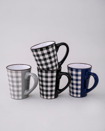 Plaid Charm Ceramic Coffee Mug - Set Of 4