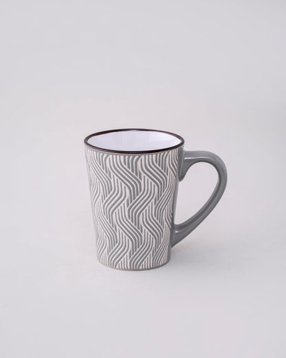 Serene Wave Ceramic Coffee Mug - Set Of 4