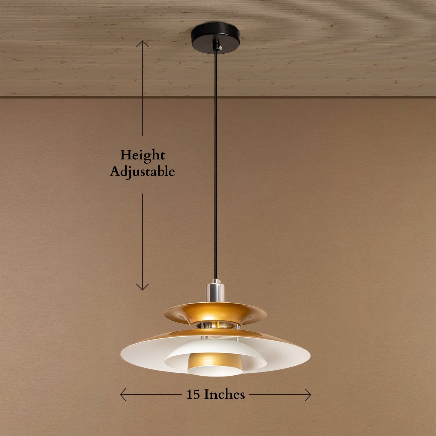 Arctic Wave UFO Pendant For Living Room & Item for Home Decoration - Gold