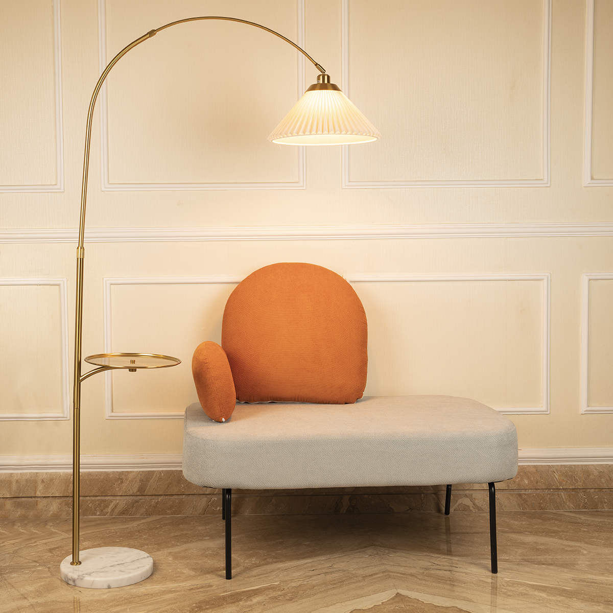 The Bay Area Arc Shaped Floor Lamp and Accent Table