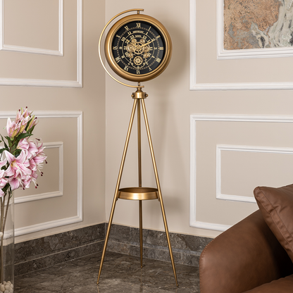 Mystic Motion Tripod Base Luxury Designer Floor Clock With Moving Gear Mechanism Buy Floor Clock Online (Steel Body) - Black