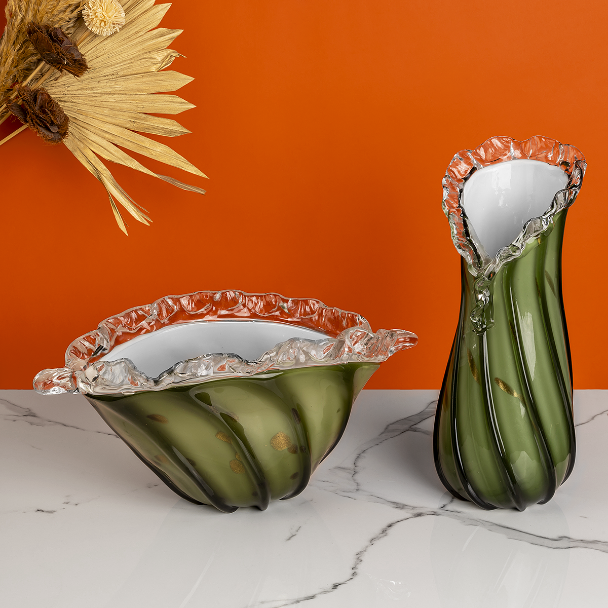Sweet Sensation Handblown Glass Decorative Vases and Showpieces - Set of 2