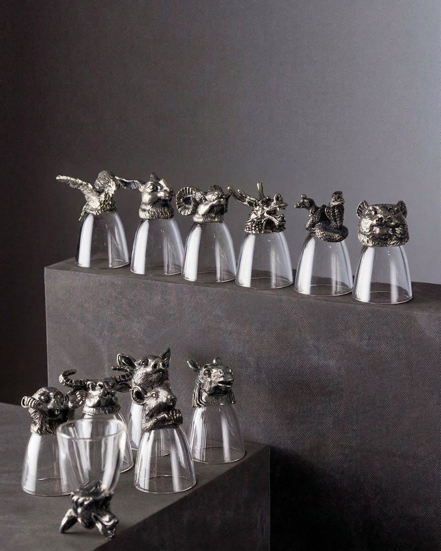Animal Head Shooters Silver - Set of 12