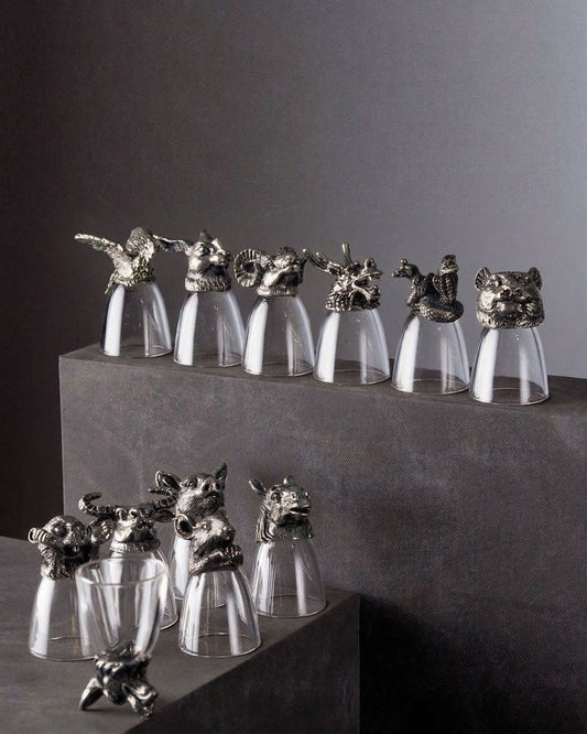 Animal Head Shooters Silver - Set of 12