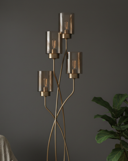 Modern 4-Light Gold Floor Lamp