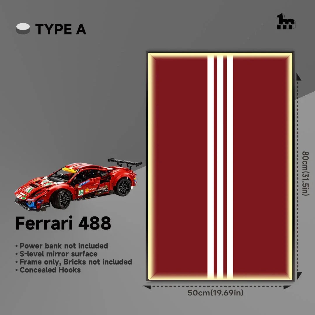 LEGO® TECHNIC™ Ferrari 488 42125 Car Display Wall Frame And LEGO Set