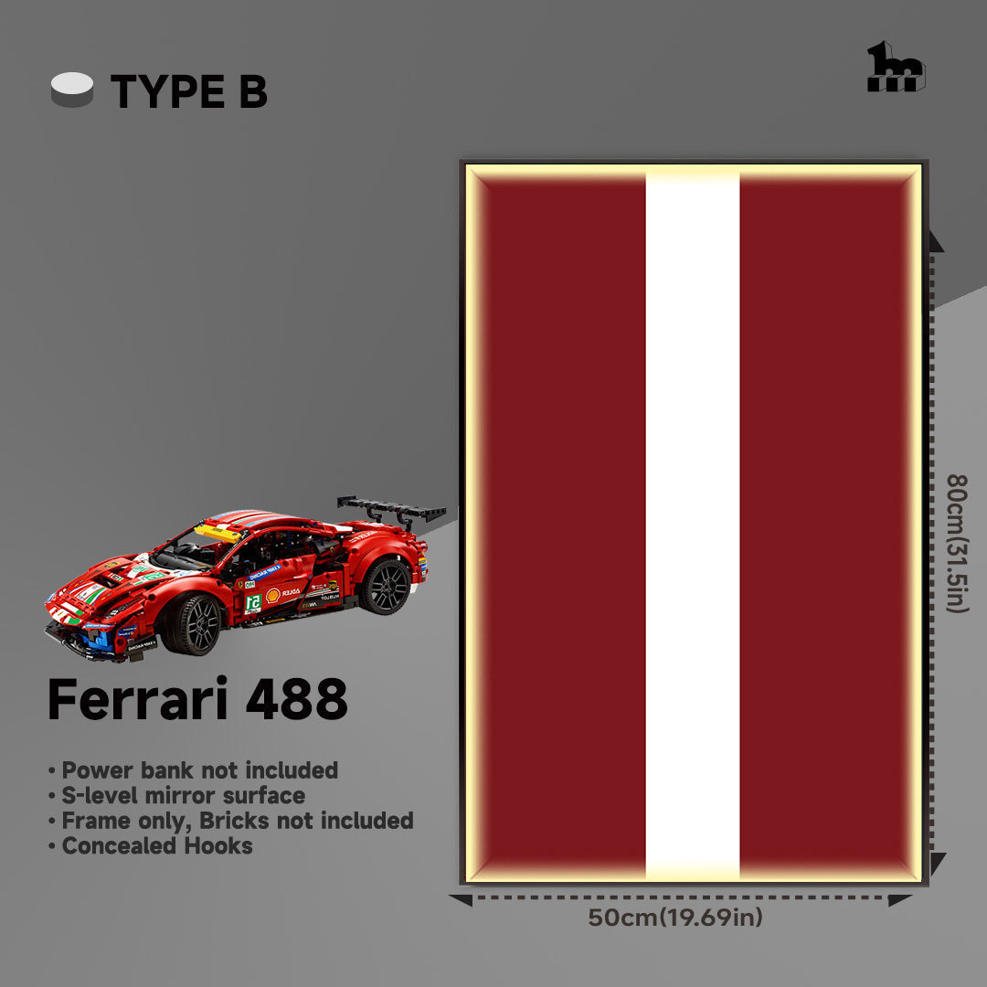 LEGO® TECHNIC™ Ferrari 488 42125 Car Display Wall Frame And LEGO Set