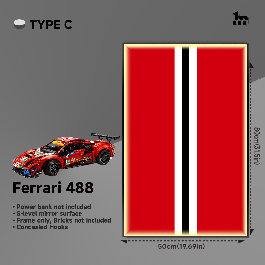 LEGO® TECHNIC™ Ferrari 488 42125 Car Display Wall Frame And LEGO Set