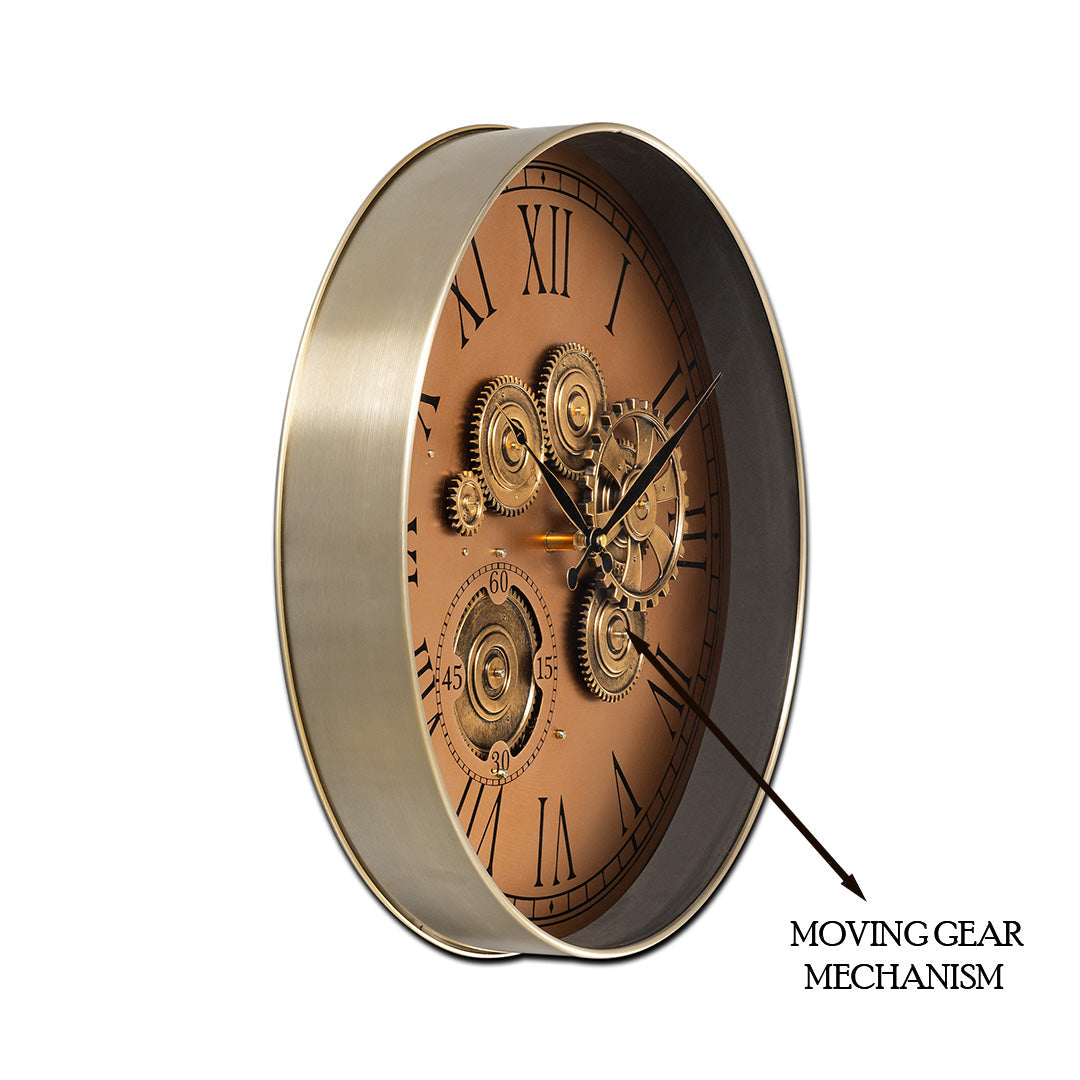 Flux Dial Luxury Designer Wall Clock Online With Moving Gear Mechanism Buy Wall Clock Online (Steel Body)