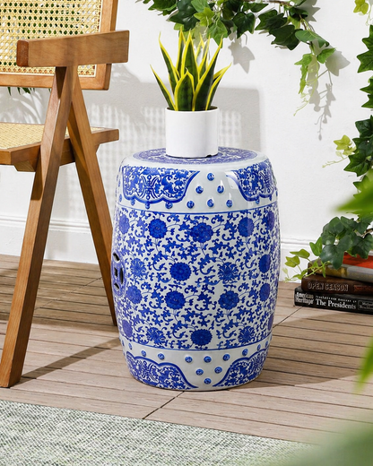 Classic Floral Ceramic Garden Stool