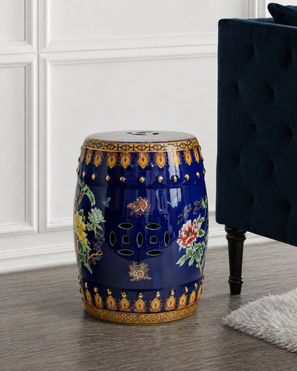 Royal Midnight Bloom Garden Stool