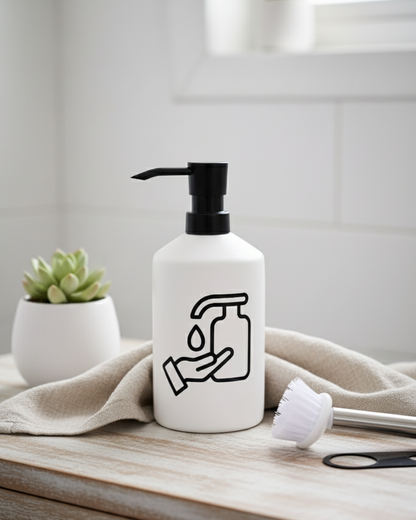 Modern Clean Soap Dispenser with Brush Holder - White