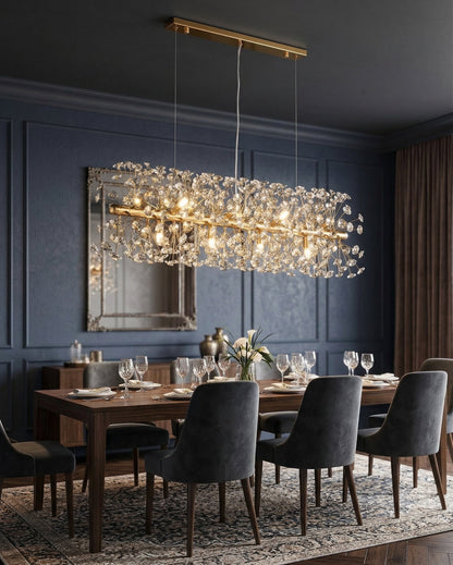 Modern Linear Crystal Starburst Chandelier