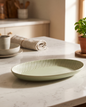 Glossy Straight Grain Platter - Milk Green