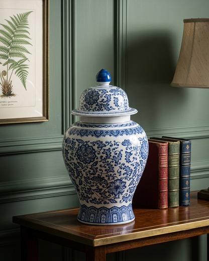 Classic Floral Motif Temple Jar
