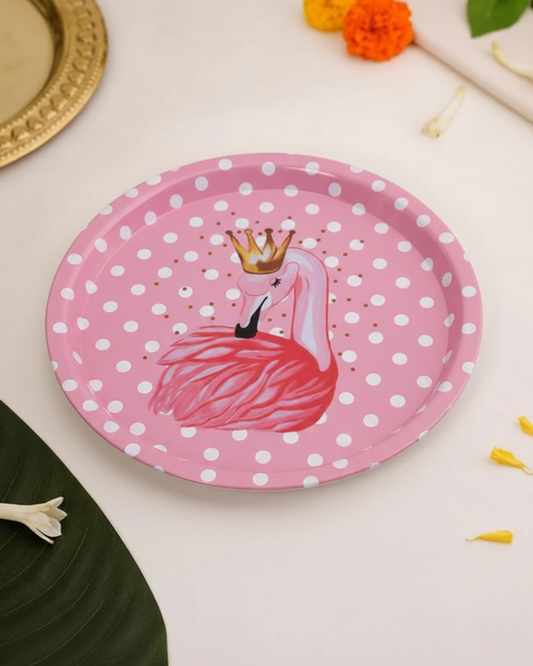 "Royal Flamingo" Polka Serving Tray - Set Of 2