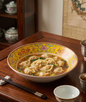 Vintage Floral Charm Pasta Plate - Yellow