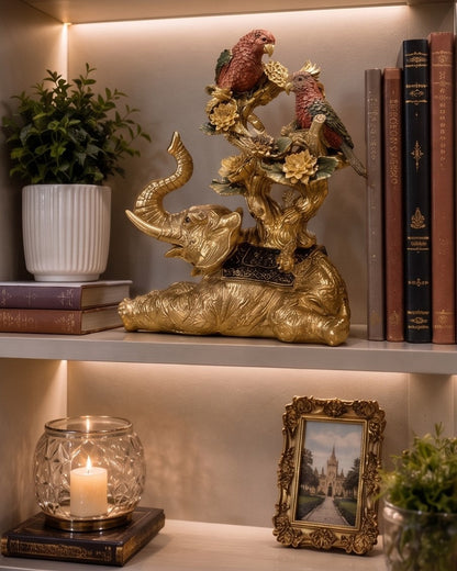 Royal Parrot & Elephant Decorative Figurine