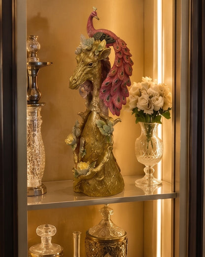Peacock Majesty Giraffe Decorative Figurine