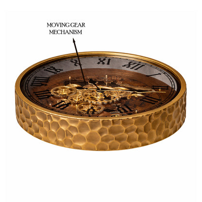Golden Hour Luxury Designer Watches Wall Clock For Living Room With Moving Gear Mechanism Buy Wall Clock Online - Big (Steel Body)