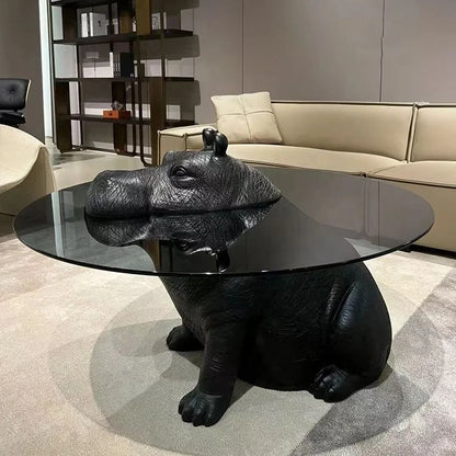 Animal Shaped Coffee Table Decorative Ornaments Hippopotamus Coffee Table Living Room Home Modern Round Ktv bar Coffee Table