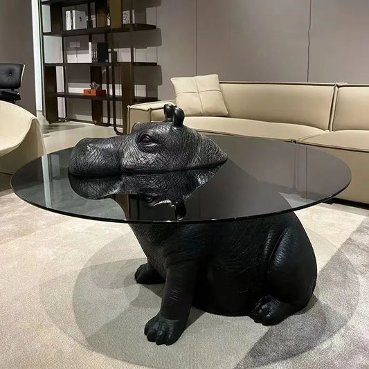 Animal Shaped Coffee Table Decorative Ornaments Hippopotamus Coffee Table Living Room Home Modern Round Ktv bar Coffee Table