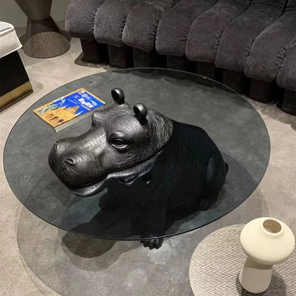 Animal Shaped Coffee Table Decorative Ornaments Hippopotamus Coffee Table Living Room Home Modern Round Ktv bar Coffee Table